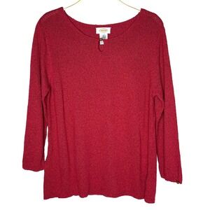 VTG Talbots Red‎ Lightweight Knit Wooden Bead Wrist Detail Size XL